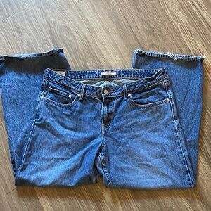 Levi’s Premium 569 Loose Fit Jeans W33 L32 Dark Wash Distressed Hem